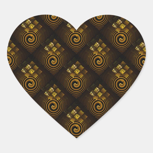 Gold Modern Boho Elegant Abstract Art Pattern #502 Heart Sticker (Front)