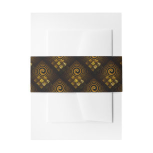 Gold Modern Boho Elegant Abstract Art Pattern #502 Invitation Belly Band