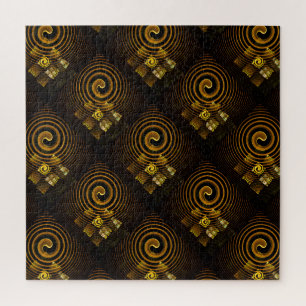 Gold Modern Boho Elegant Abstract Art Pattern #502 Jigsaw Puzzle