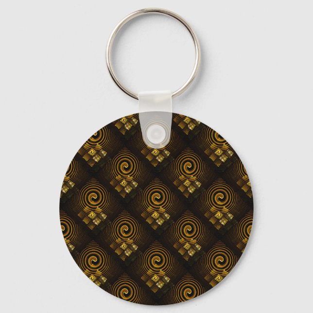 Gold Modern Boho Elegant Abstract Art Pattern #502 Key Ring (Front)