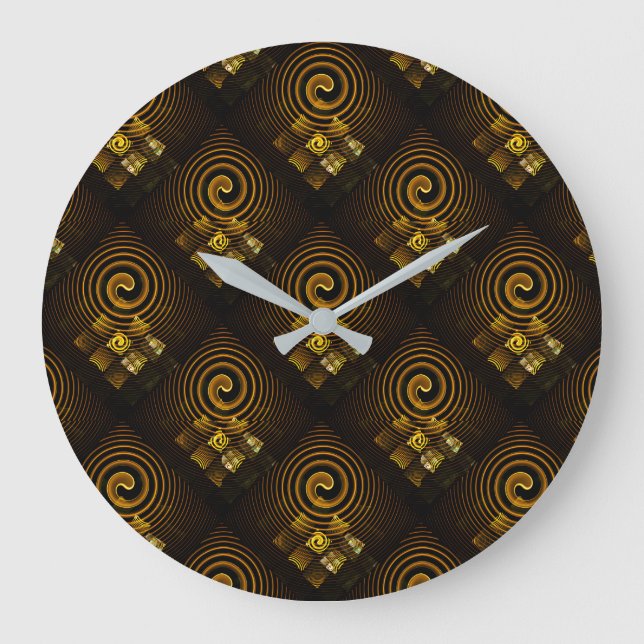 Gold Modern Boho Elegant Abstract Art Pattern #502 Large Clock (Front)