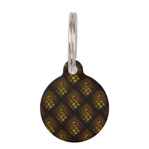 Gold Modern Boho Elegant Abstract Art Pattern #502 Pet Tag