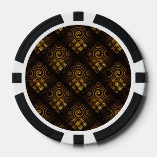 Gold Modern Boho Elegant Abstract Art Pattern #502 Poker Chips