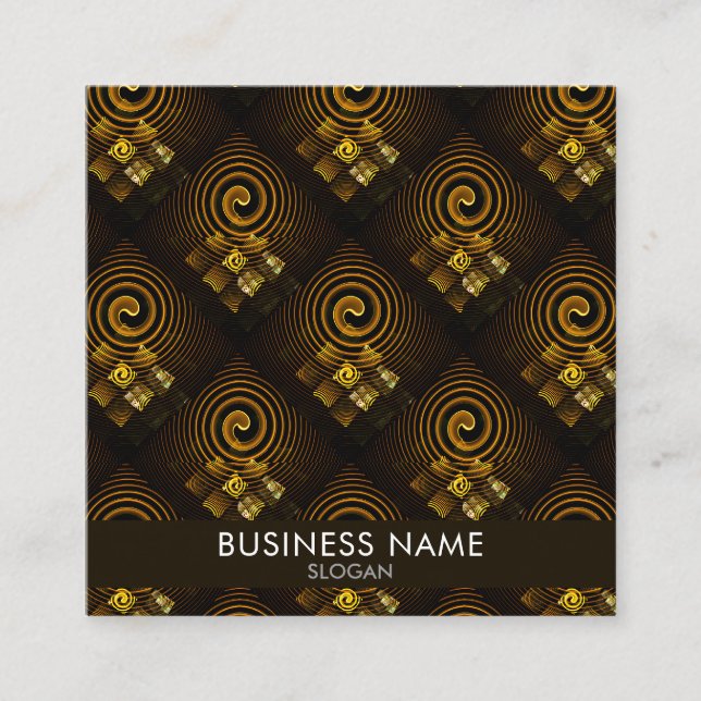 Gold Modern Boho Elegant Abstract Art Pattern #502 Square Business Card (Front)