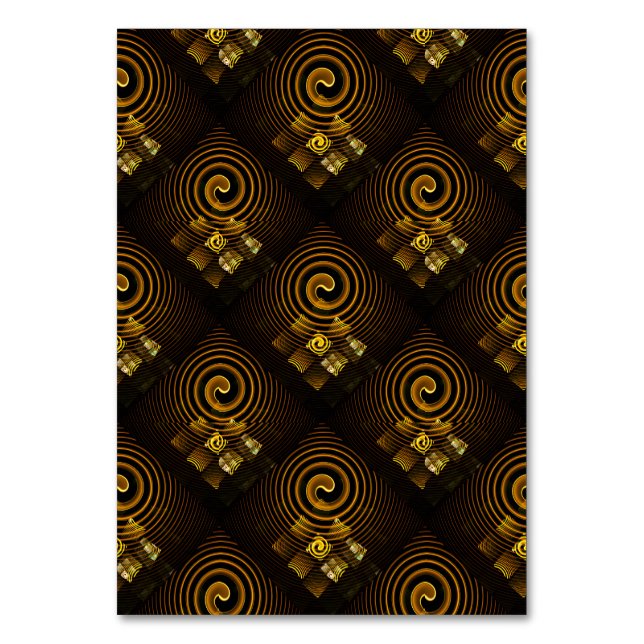 Gold Modern Boho Elegant Abstract Art Pattern #502 Table Number (Front)