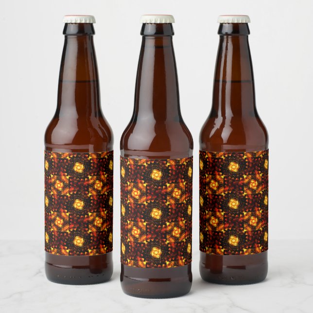 Gold Modern Boho Elegant Abstract Art Pattern #506 Beer Bottle Label (Bottles)