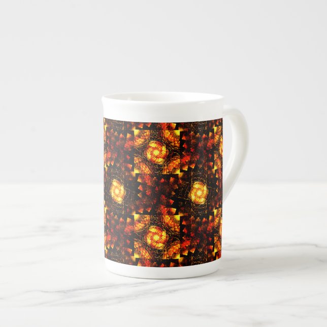 Gold Modern Boho Elegant Abstract Art Pattern #506 Bone China Mug (Front Right)