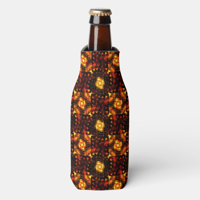 Gold Modern Boho Elegant Abstract Art Pattern #506 Bottle Cooler (Bottle Front)