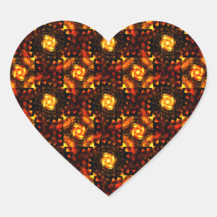 Gold Modern Boho Elegant Abstract Art Pattern #506 Heart Sticker