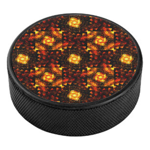 Gold Modern Boho Elegant Abstract Art Pattern #506 Hockey Puck