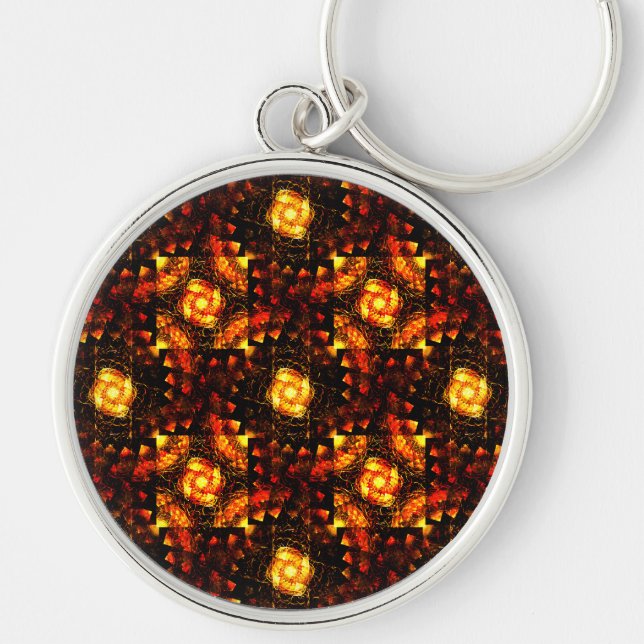 Gold Modern Boho Elegant Abstract Art Pattern #506 Key Ring (Front)