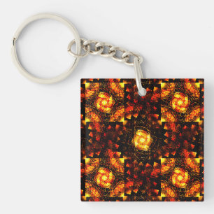 Gold Modern Boho Elegant Abstract Art Pattern #506 Key Ring