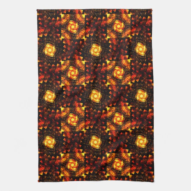 Gold Modern Boho Elegant Abstract Art Pattern #506 Tea Towel (Vertical)