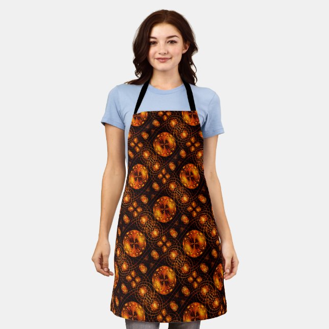 Gold Modern Boho Elegant Abstract Art Pattern #507 Apron (Worn)