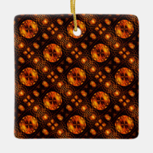 Gold Modern Boho Elegant Abstract Art Pattern #507 Ceramic Ornament