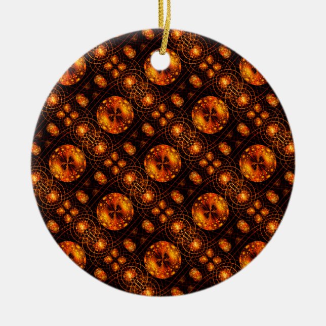 Gold Modern Boho Elegant Abstract Art Pattern #507 Ceramic Tree Decoration (Front)
