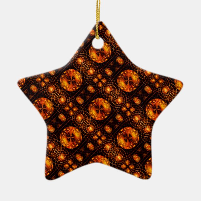Gold Modern Boho Elegant Abstract Art Pattern #507 Ceramic Tree Decoration (Front)