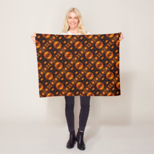 Gold Modern Boho Elegant Abstract Art Pattern #507 Fleece Blanket
