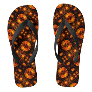 Gold Modern Boho Elegant Abstract Art Pattern #507 Flip Flops