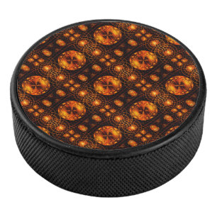 Gold Modern Boho Elegant Abstract Art Pattern #507 Hockey Puck