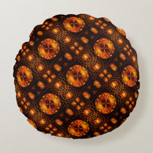 Gold Modern Boho Elegant Abstract Art Pattern #507 Round Cushion