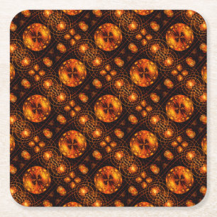 Gold Modern Boho Elegant Abstract Art Pattern #507 Square Paper Coaster