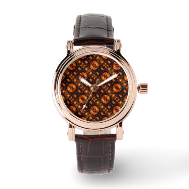 Gold Modern Boho Elegant Abstract Art Pattern #507 Watch (Front)