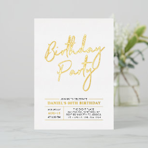 Gold Modern Brush Script Adult Birthday Party