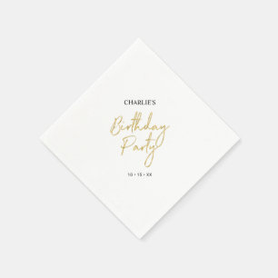 Gold Modern Brush Script Adult Birthday Party Napkin