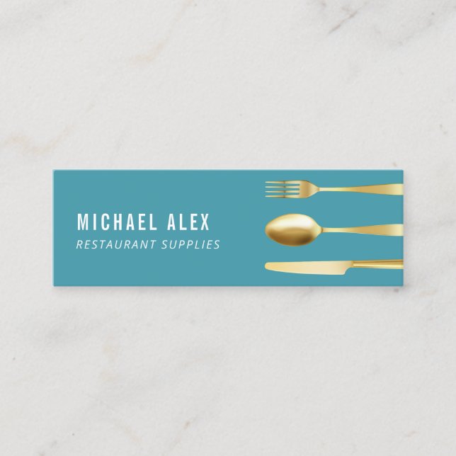 gold modern chef & catering business card (Front)