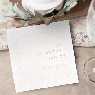 Gold Modern Chic Minimalist Wedding Foil Napkins