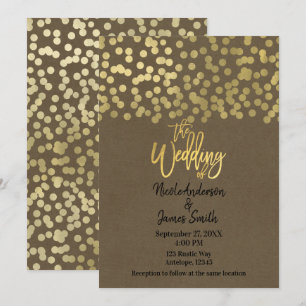 Gold Modern Chic Rustic Kraft Chic Wedding Invitation