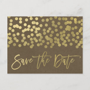 Gold Modern Chic Rustic Kraft Save the Date Announcement Postcard