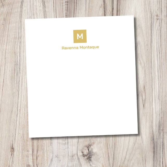 Gold  Modern Chic Trendy Monogram Name Stationery Notepad (Creator Uploaded)