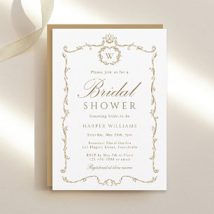 Gold Modern Classic Frame Bridal Shower Invitation