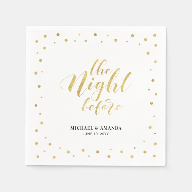 Gold Modern Confetti Wedding Rehearsal Dinner Napkin (Front)