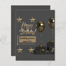 Gold Modern Customisable Happy Birthday