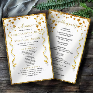 Gold Modern Elegant Calligraphy Wedding Program