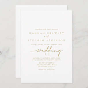 Gold Modern Elegant Front & Back Wedding Invitation