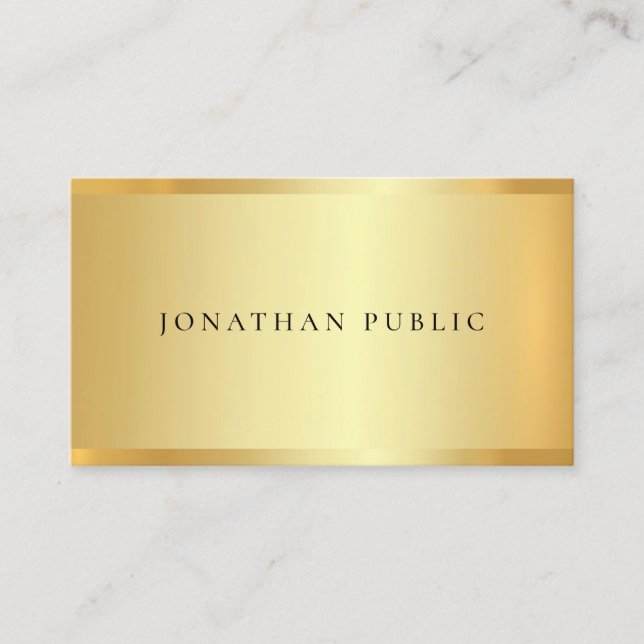 Gold Modern Elegant Minimalist Template Simple Business Card (Front)