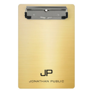 Gold Modern Elegant Monogram Minimalist Template Mini Clipboard