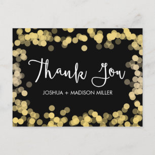 Gold Modern Elegant Wedding Thank You Postcard