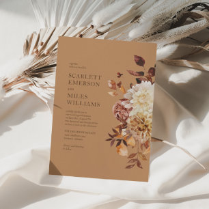 Gold Modern Fall Terracotta Floral Wedding Invitation