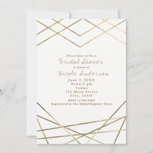 Gold Modern Geometric Lines Chic Party Invitations