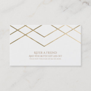 Gold Modern Geometric Lines Refer a Friend Referral Card