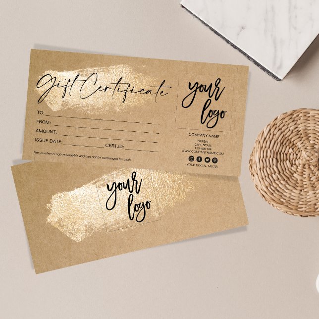 gold  modern gift card certificate add logo (Creator Uploaded)