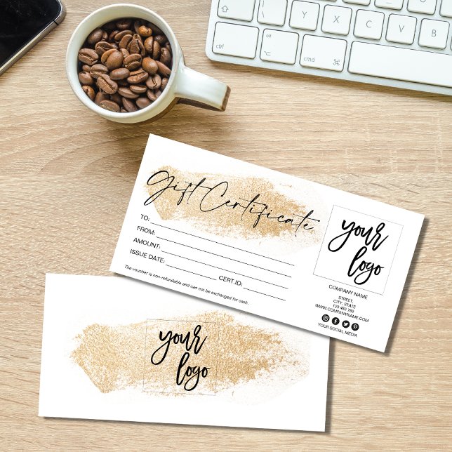 gold  modern gift card certificate add logo (Creator Uploaded)