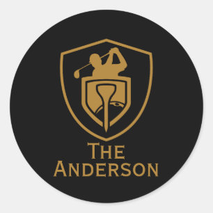 Gold Modern Golf Classic Round Sticker