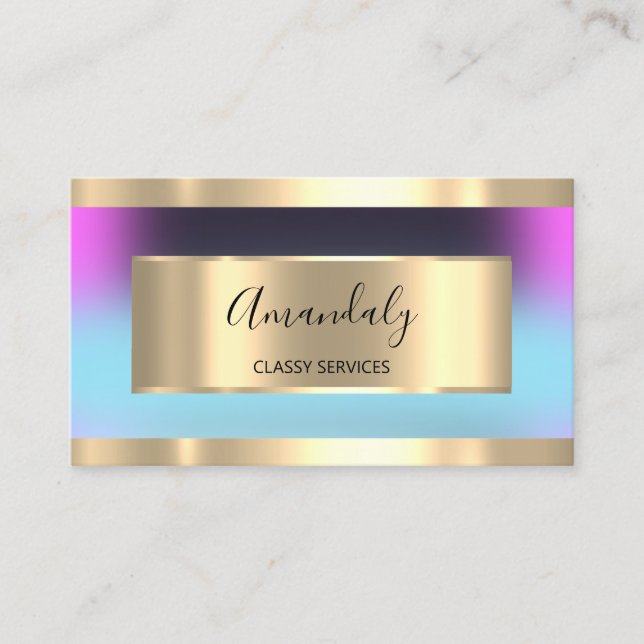 Gold  Modern Hairdresser Cobalt BlackGlitter OMBRÉ Business Card (Front)