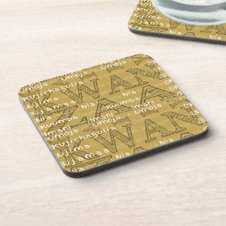 gold Modern Happy Kwanzaa Coaster